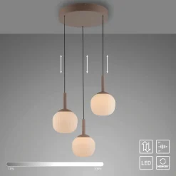 SCHÖNER WOHNEN LED-Pendelleuchte 3flg braun^ Pendelleuchten