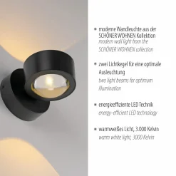 SCHÖNER WOHNEN LED-Wandleuchte 2flg schwarz^ Wandleuchten