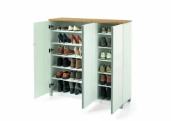 Schuhkommode silberfarbenbraunweiß^ Schuhschränke
