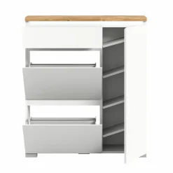Schuhschrank braunsilberfarbenweiß^ Schuhschränke