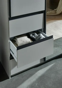 Schwebetürenschrank 2trg. grau^ Kleiderschränke