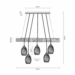 Spot Light Pendelleuchte 5flg schwarz^ Pendelleuchten