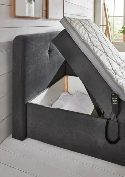 Boxspringbetten|Betten> Stauraumbett grau