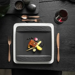 Villeroy & Boch Speiseteller eckig 27,9x27,9cm schwarz^ Speiseteller