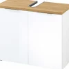 Waschbeckenunterschrank braunweiß^ Badmöbel