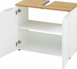 Waschbeckenunterschrank braunweiß^ Badmöbel